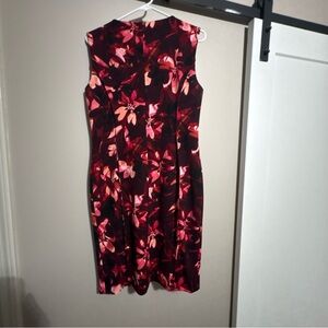 Calvin Klein Floral Midi Dress - Red and Pink